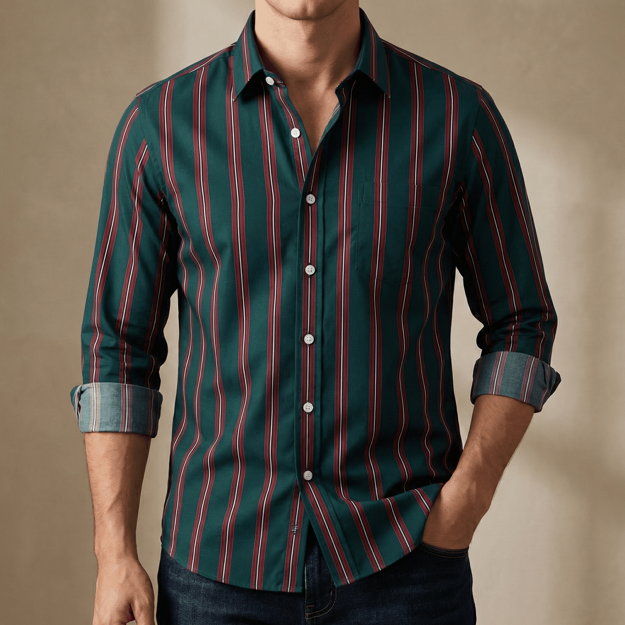 Mens long sleeve Strip shirt12933