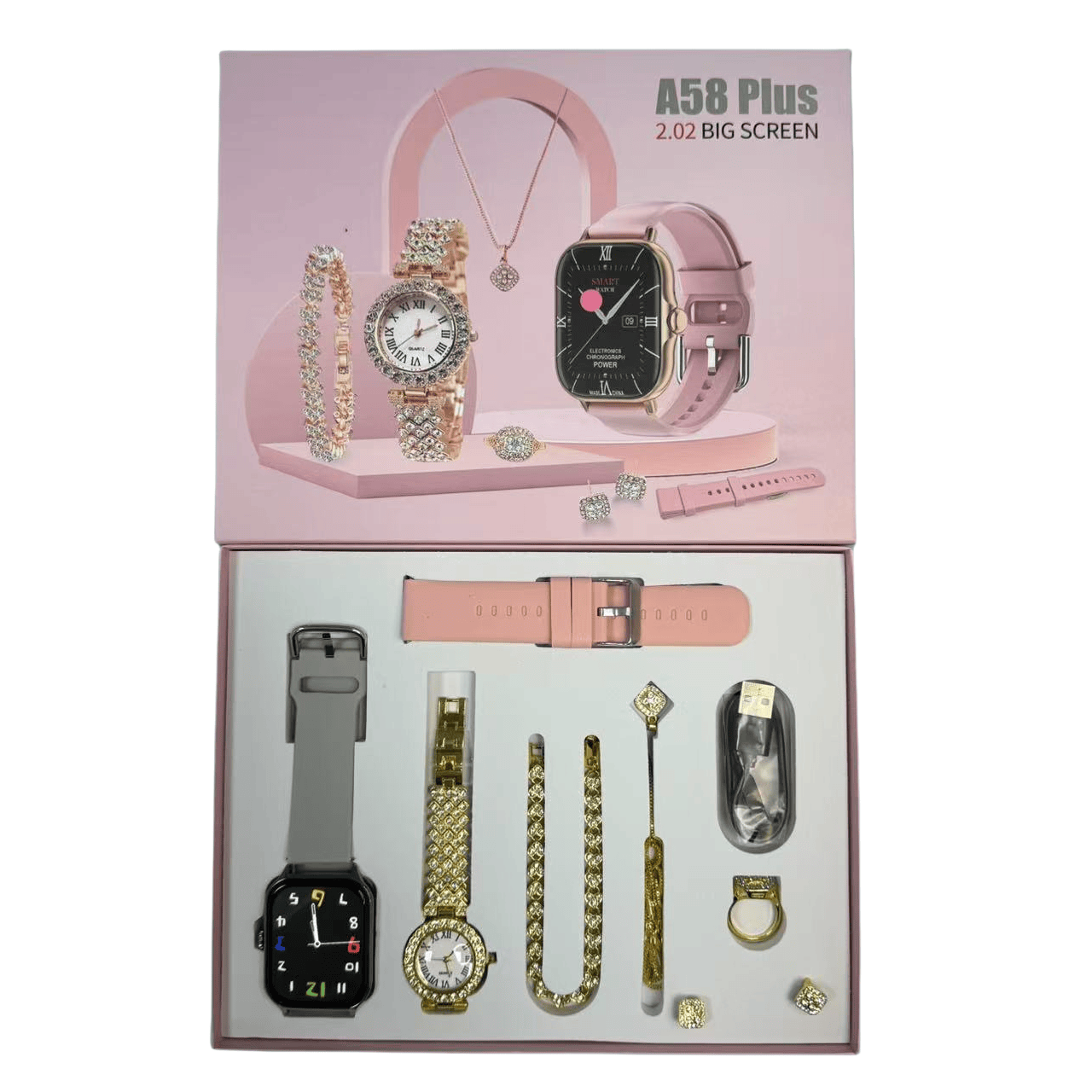 A58 Plus Smartwatch Gift Set For Girls ( 8 in 1) Code : 12980