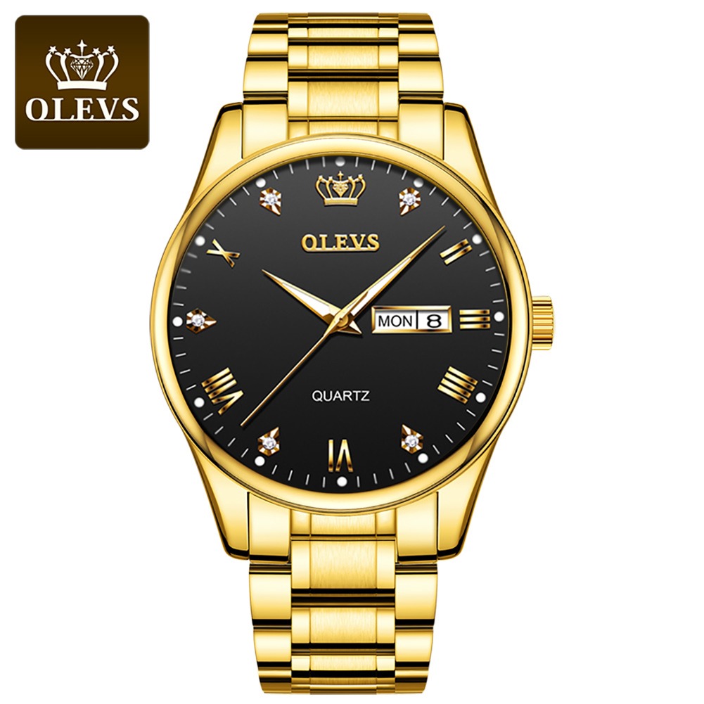 Butter Fly Lock OLEVS 9931G New Exclusive Design Quartz Watch for Men (Golden Black ) Code : 3289